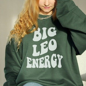 Big Leo Energy Sweatshirt, Retro Zodiac Shirt, Trendy Aesthetic, Astrology Sweater, Leo Horoscope Birthday Gift, Preppy Oversized Jumper