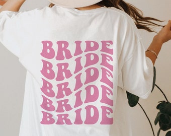 Retro Bride Shirt, Trendy Boho Bride, Groovy Bachelorette, Bridal Party Gift, Girls Trip Matching Tee Preppy Aesthetic Wedding Words on Back