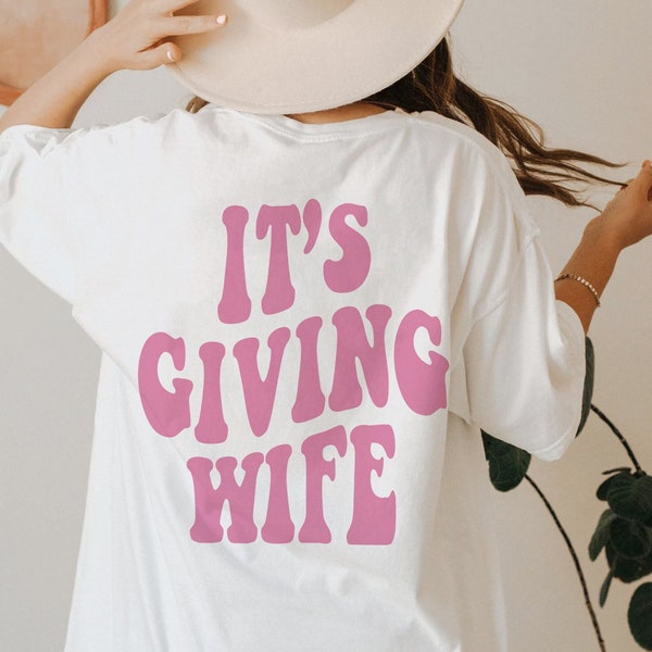 It's Giving Wife Shirt, Retro Bride to Be Tee, Groovy Bachelorette Party, Group Vacation, Aesthetic Bridal Party, Words on Back