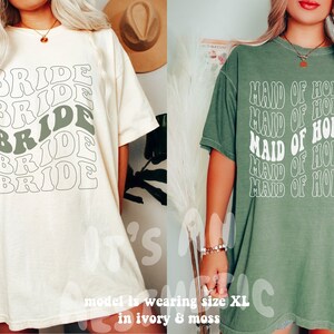 Retro Bride Bridesmaid Shirt, Comfort Colors, Bridal Party Shirt, Groovy Bachelorette Theme Party Tee, Aesthetic Trendy Wedding, Boho Bride image 1