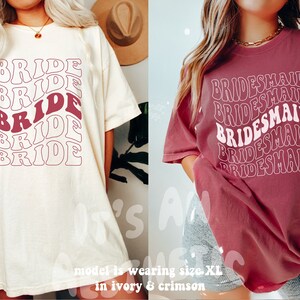 Retro Bride Bridesmaid Shirt, Comfort Colors, Bridal Party Shirt, Groovy Bachelorette Theme Party Tee, Aesthetic Trendy Wedding, Boho Bride image 3