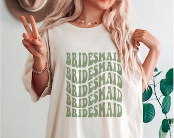 Retro Bridesmaid Shirt, Bachelorette Party, Retro Aesthetic, Boho Preppy Tee, Bridal Party Gift, Matching Shirt, Trendy Neutral Wedding
