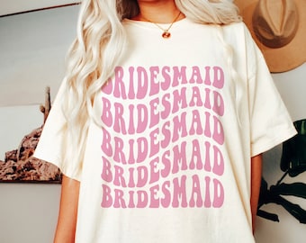 Retro Bridesmaid Shirt, Bridal Party Shirt, Groovy Bachelorette Theme Party Tee, Aesthetic Preppy, Words on Back, Boho Bride Trendy Wedding