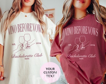 Vino Before Vows Bachelorette Shirt, Personalized Wine Bachelorette Party Tee, Comfort Colors, Custom Bachelorette, Luxury Social Club Bach