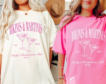Bikinis and Martinis Bachelorette Shirt, Beach Bachelorette Party Tee, Comfort Colors, Custom Luxury Bachelorette Social Club Bach Aesthetic