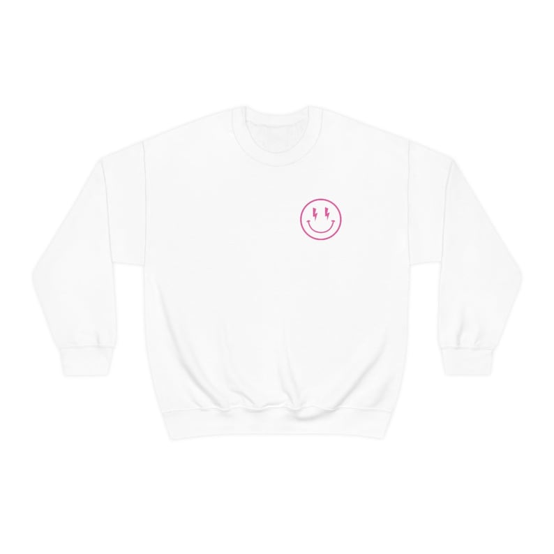 Checkerboard Lightning Bolt Sweatshirt, Trendy Crewneck, Aesthetic Shirt, Preppy Clothes, Smile Face Checkered Sweater, Y2k Oversized Jumper image 7