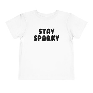 Stay Spooky Halloween Kids Shirt, Cute Ghost Tee, Trendy Fall Childrens Shirt, Retro Halloween Toddler TShirt, Aesthetic Autumn Kids Clothes immagine 2