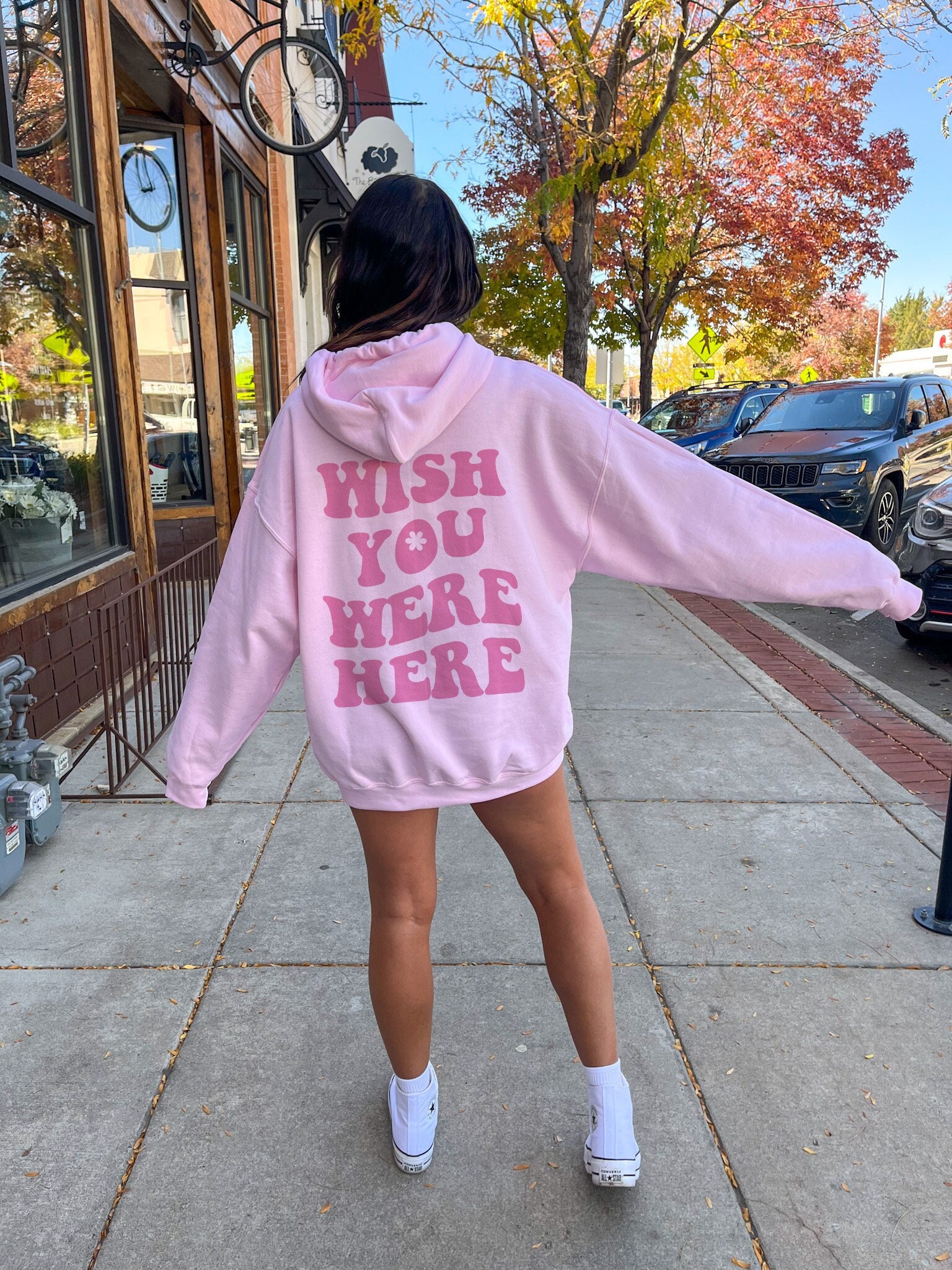 Wish You Were Here Hoodie Aesthetic Hoodie Retro Trendy Oversized Y2k Hoodie Words on Back Preppy Clothes Positive Mental Health Saying Etsy UK