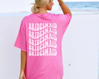 Retro Bridesmaid Shirt, Bridal Party Shirt, Groovy Bachelorette Theme Party Tee, Aesthetic Preppy, Words on Back, Boho Bride Trendy Wedding