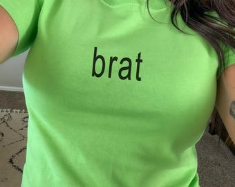 Brat Shirt, Brat Baby Tee, Y2K Shirt, Brat Summer, Brat Crop Top, Unhinged Baby Tee, Cropped Brat Tee, Trendy y2k Aesthetic, Brat Girl Gift