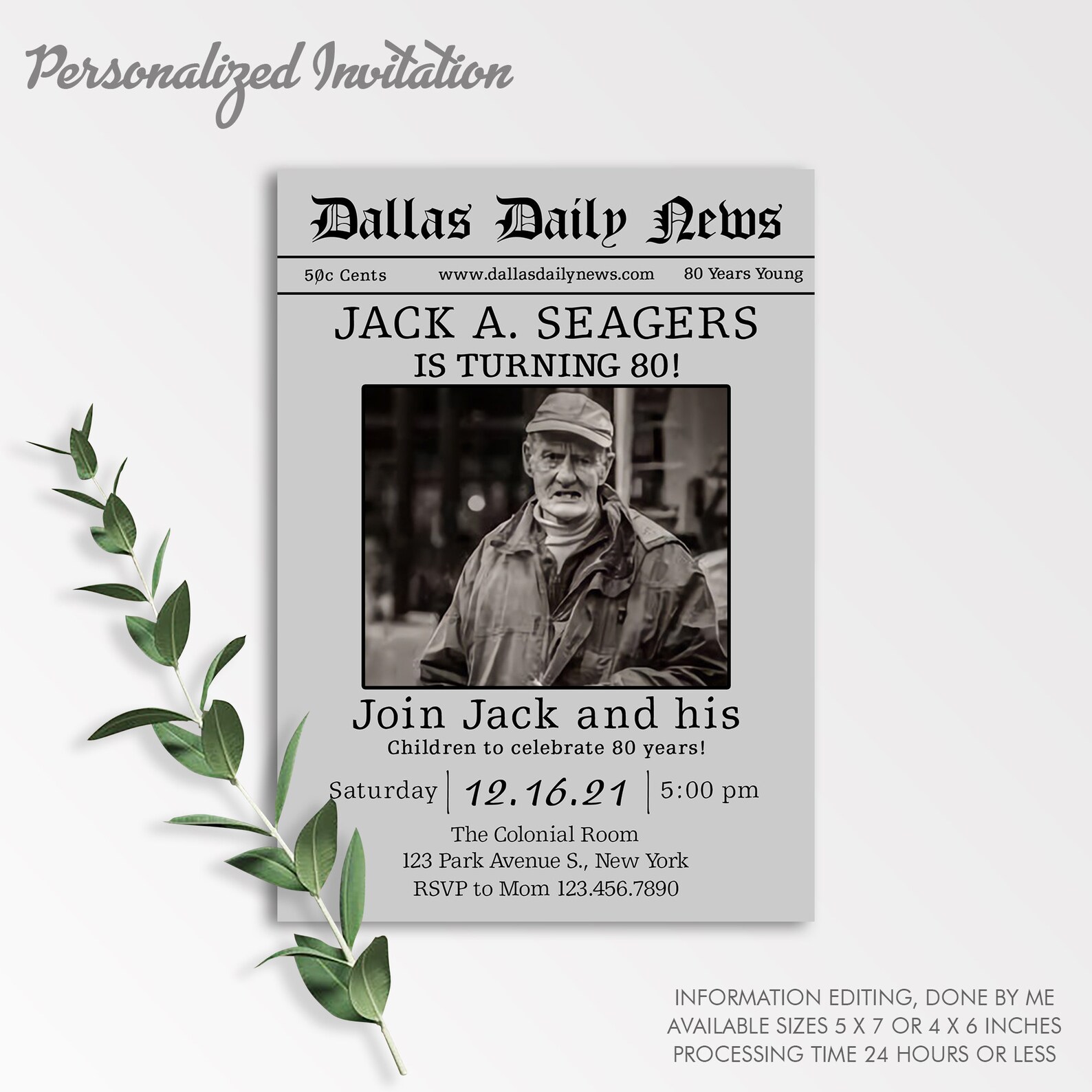 80th Birthday Invitations For Men Surprise Party Invitation | Etsy