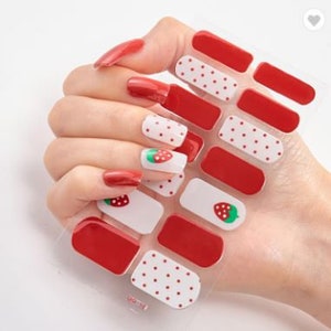 Red Strawberries Self Adhesive Nail Art Wraps/ Nail Stickers / Gel Nail Stickers / Art and Design Nails