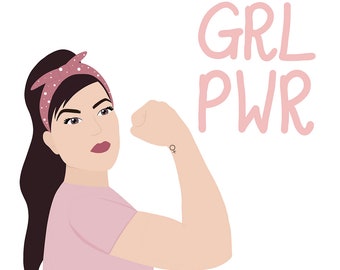 Rosie the Riveter Sticker, Feminist Sticker, Girl Power Sticker, Vinyl Sticker Decal, Empowerment Sticker, GRL PWR Sticker, Gift for women