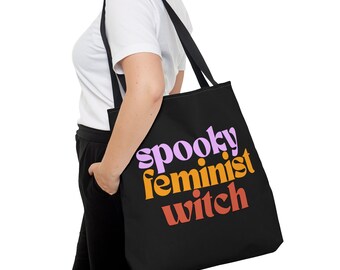 Spooky Feminist Witch Tote Bag, Halloween Tote Bag, Feminism Bag, Fall Spooky Season Tote Bag, Witchy Bag, Women Empowerment Tote Bag