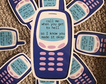 Call Me When You Get to Hell Sticker, Cellphone Sticker, Vintage Inspired Sticker, Dark Humor Sticker, Vinyl Sticker, Gift for Gothic Souls