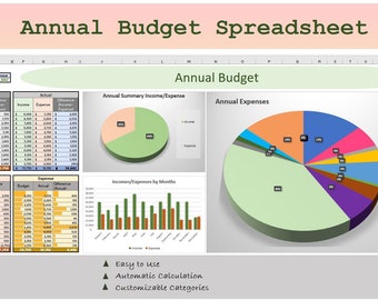 Annual Budget Excel, Digital Budget, Personal Finance Tracker, Finance Planner, Budget Calculator Spreadsheet, Simple Monthly Budget Excel