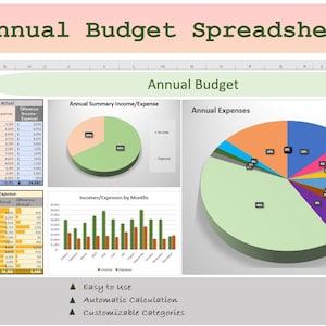 Annual Budget Excel, Digital Budget, Personal Finance Tracker, Finance Planner, Budget Calculator Spreadsheet, Simple Monthly Budget Excel