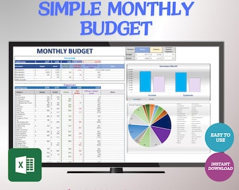 Income and Expense Tracker Spreadsheet Monthly, Personal Finance Tracker, Simple Monthly Budget Excel, Digital Budget, Finance Planner