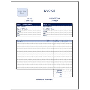 Plantilla de factura básica Cálculo automático de EXCEL, Formulario de factura comercial simple, descarga de plantilla de factura, factura imprimible