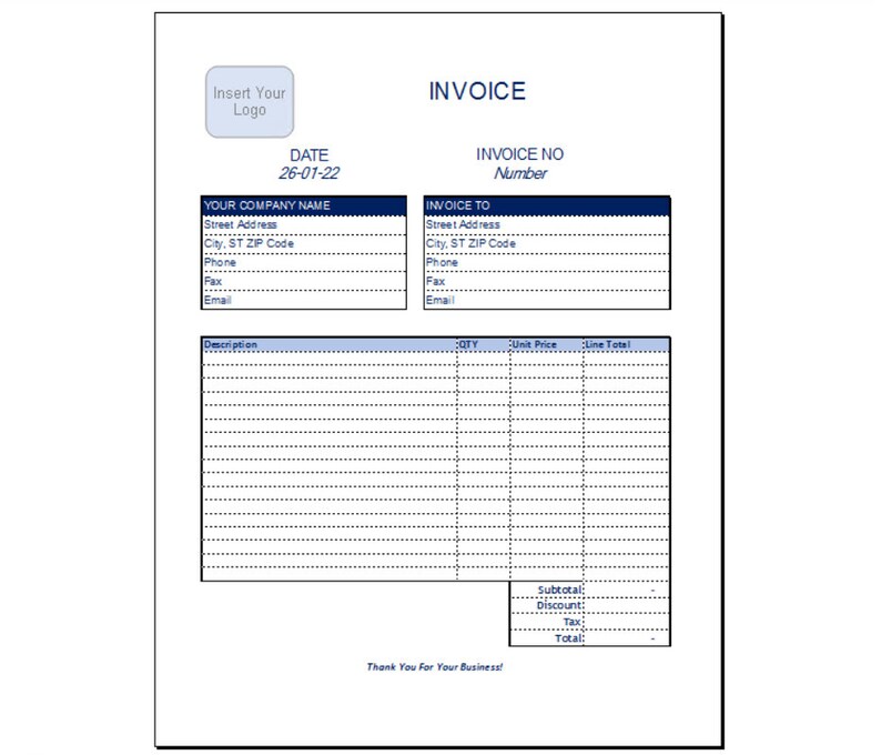 Basic Invoice Template EXCEL Auto Calculation, Simple Business Invoice ...