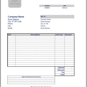 Invoice Template EXCEL Auto Calculation, Simple Business Invoice Form, invoice template download, Printable Invoice