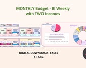 Simple BI WEEKLY Budget Excel, Monthly Budget Tracker, Personal Finance Tracker, Finance Planner, Budget Calculator Spreadsheet