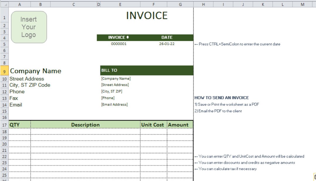 Invoice Template EXCEL Auto Calculation, Simple Business Invoice Form ...