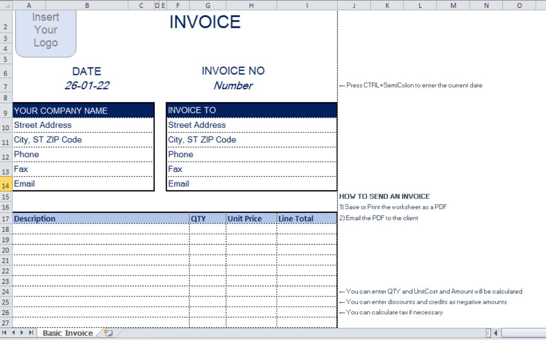 Basic Invoice Template EXCEL Auto Calculation, Simple Business Invoice ...