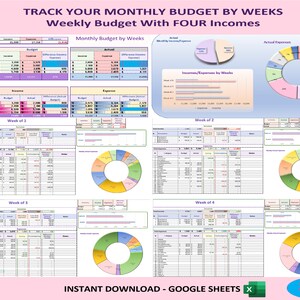 WEEKLY Budget Template GOOGLE SHEETS Monthly Budget Tracker Monthly