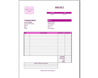 Simply Invoice Template EXCEL Auto Calculation, Simple Business Invoice Form, descarga de plantilla de factura, factura imprimible