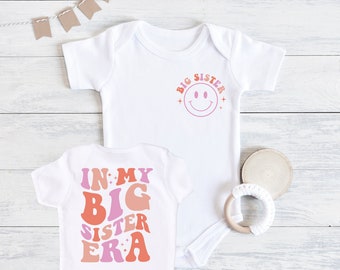 Big Sister Baby Bodysuit, Big Sister Shirt, Big Sister To Be, Pregnancy Announcement, Sister Shirt, Baby Girl Outfit, Sibling Shirt