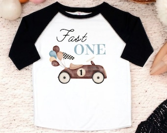 Fast One Birthday Shirt, First Birthday Shirt, Race Car Birthday Shirt, Birthday Boy Shirt, First Birthday Shirt, Race Car Birthday