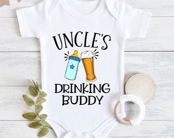 Uncle's Drinking Buddy Baby Bodysuit, Uncle Pregnancy Announcement, Funny Baby Bodysuit, Baby Shower Gift, Baby Gift From Uncle, Baby Reveal