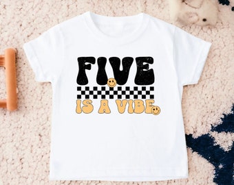 Five is A Vibe Birthday Shirt, Smiley Face Birthday, Birthday Boy Shirt, 5th Birthday Shirt, Boy Birthday Shirt, Kids Birthday Shirt