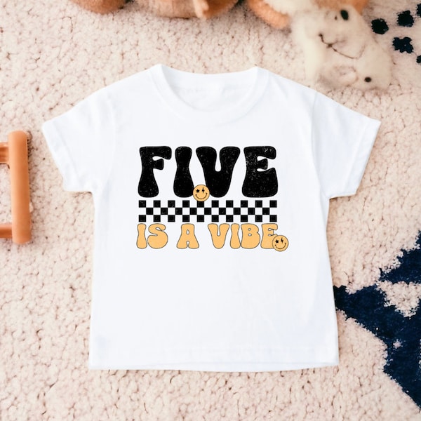 Five is A Vibe Birthday Shirt, Smiley Face Birthday, Birthday Boy Shirt, 5th Birthday Shirt, Boy Birthday Shirt, Kids Birthday Shirt