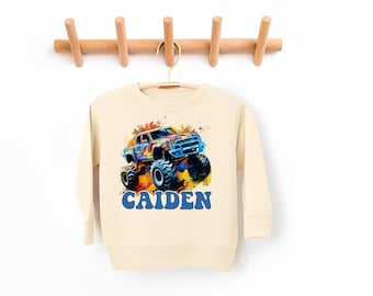 Monster Truck Toddler Sweatshirt, Custom Kids Gifts, Toddler Boy Shirt, Boy Shirts, Kids Sweatshirt, Gift For Kids, Toddler Sweatshirt