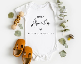 Hola Abuelitos Baby Bodysuit, Baby Bodysuit, Spanish Pregnancy Announcement, Grandparents Pregnancy Announcement, Futuros Abuelitos