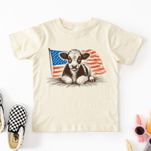 Cow American Flag Toddler Shirt, Farm Animal Tee, Kids 4th Of July Shirt, Toddler 4th Of July Shirt, Kids Western 4th Of July T Shirt