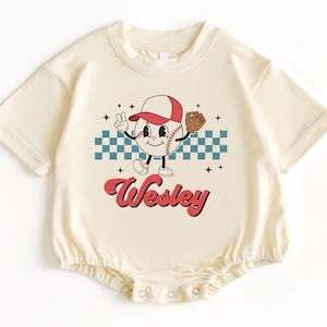 Baseball T Shirt Bubble Romper, Custom Name Baby Bodysuit, Baseball Baby Outfit, Baby Bodysuit, Baseball Baby Shower, Baby Shower Gift