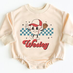 Baseball Bubble Romper Sweatshirt, Custom Name Baby Bodysuit, Baseball Baby Outfit, Baby Bodysuit, Baseball Baby Shower, Baby Shower Gift