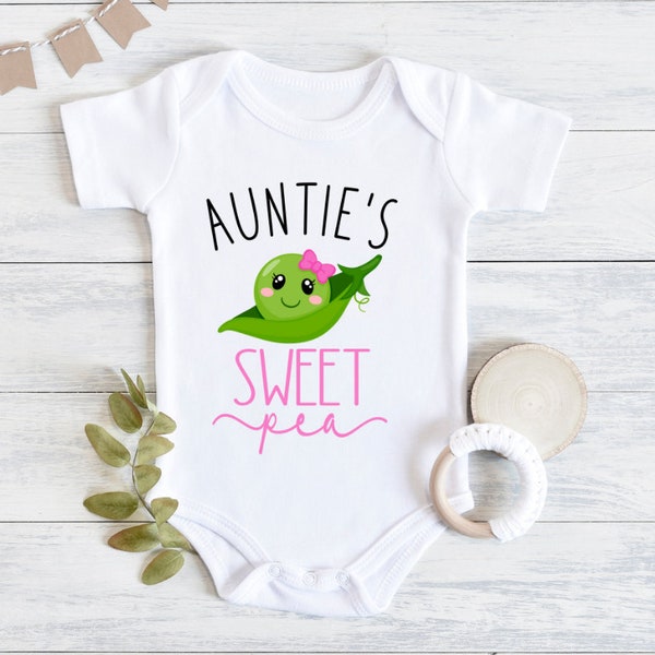 Auntie's Sweet Pea Baby Bodysuit, Baby Bodysuit, Cute Baby Outfit, Baby Shower Gift, Baby Girl Outfit, Baby Girl Gift, Gift For Baby Girl