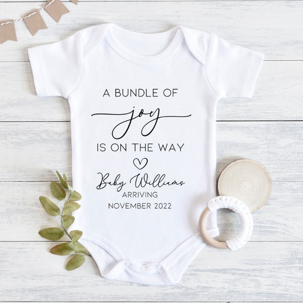 A Bundle Of Joy Is On The Way Baby Bodysuit, Baby Announcement, Pregnancy Announcement, Baby Reveal, Baby Coming Soon, Pregnancy Reveal