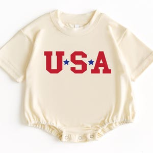 USA T Shirt Bubble Romper, 4th Of July Baby Shirt, Fourth Of July Baby Outfit, Baby Bodysuit, Baby Tees, 4th Of July Tee, USA Baby Romper