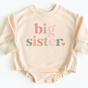 Big Sister Baby Bubble Romper Sweatshirt, Big Sister Gift, Baby Bodysuit, Baby Girl Outfit, Pregnancy Announcement, Bubble Romper, Baby Gift image 1