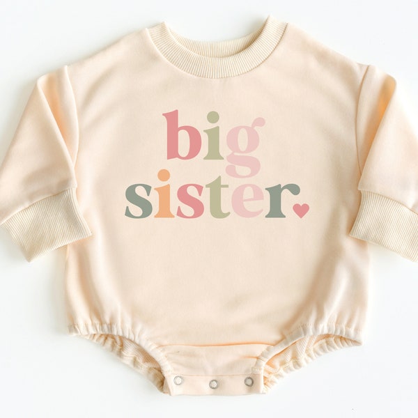 Big Sister Baby Bubble Romper Sweatshirt, Big Sister Gift, Baby Bodysuit, Baby Girl Outfit, Pregnancy Announcement, Bubble Romper, Baby Gift