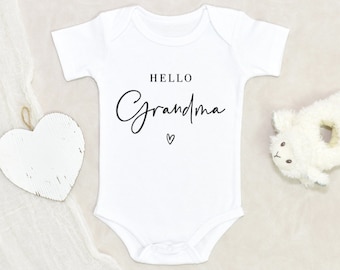 Baby Bodysuit, Baby Announcement, Hello Grandma Baby Bodysuit, Baby Reveal, Grandma To Be Gift, Pregnancy Announcement, First Grandchild