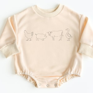 Farm Animal Bubble Romper Sweatshirt, Baby Bodysuit, Farm Baby Shower, Country Baby Outfit, Baby Shower Gift, Cute Baby Clothes, Baby Romper