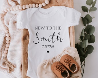 New To The Crew Baby Bodysuit, Pregnancy Announcement, Personalized Baby Gift, Baby Shower Gift, Baby Coming Home Outfit, Newborn Outfit