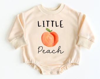 Little Peach Bubble Romper Sweatshirt, Baby Bodysuit, Baby Girl Outfit, Peach Birthday, Peach Baby Shower, Baby Gift, Baby Shower Gift
