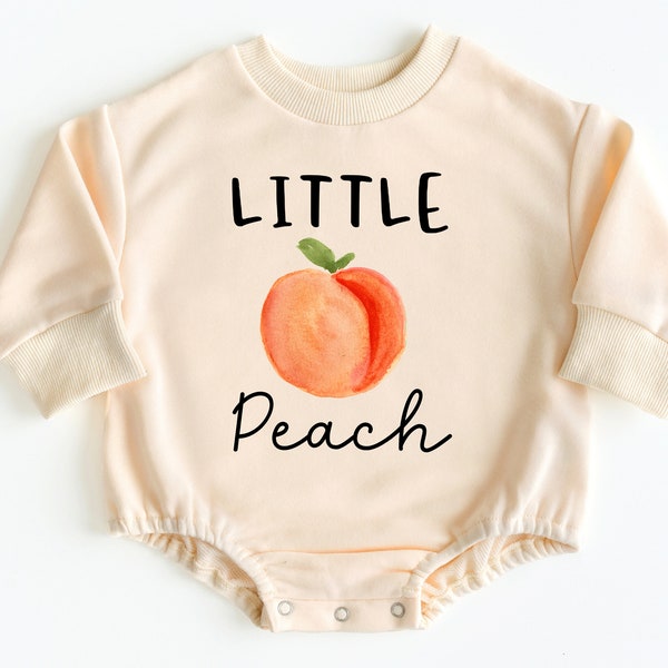 Little Peach Bubble Romper Sweatshirt, Baby Bodysuit, Baby Girl Outfit, Peach Birthday, Peach Baby Shower, Baby Gift, Baby Shower Gift